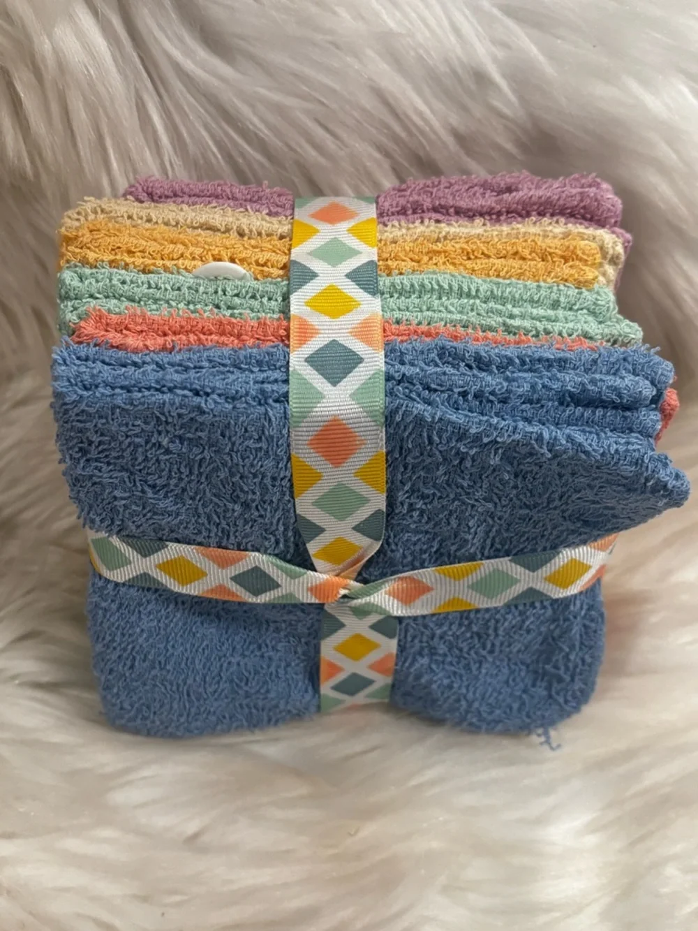 12 Pk Cotton Wash Cloth Set - Multi-Colored Pastel Mix